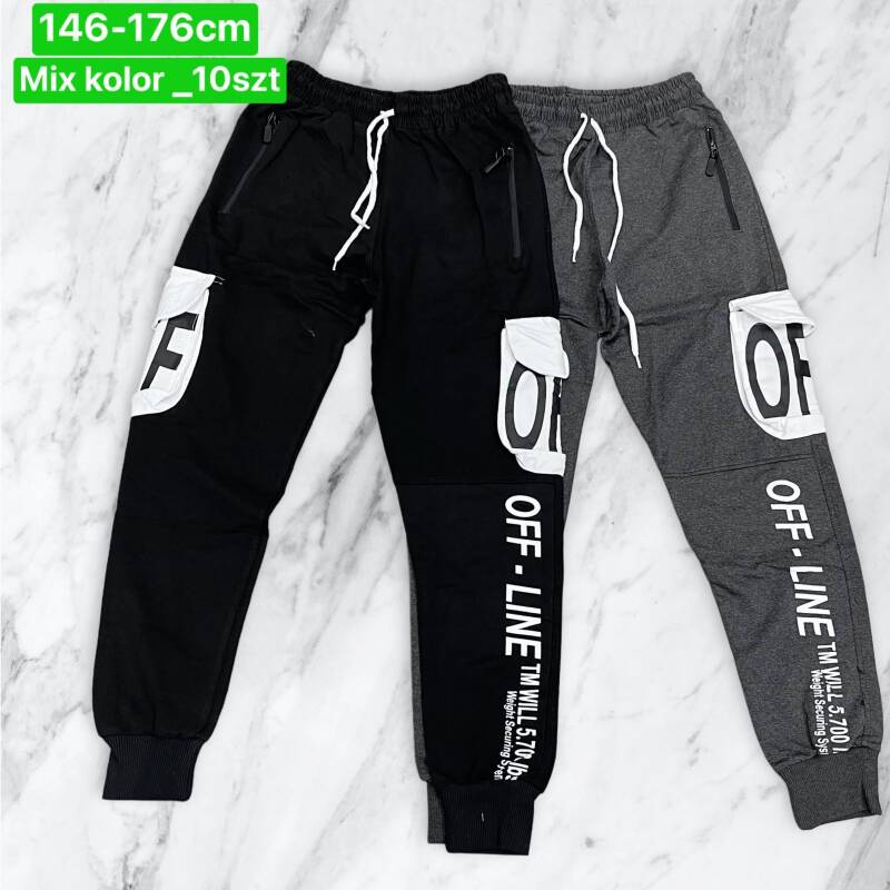 Spodnie chłopięca Roz 146-176. 1 kolor Paczka 10 szt.